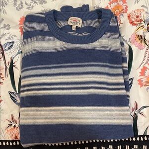 Faherty Blue and White Crewneck Sweater